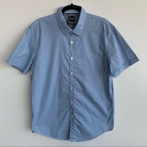 Hugo Boss light blue short sleeve button-up shirt